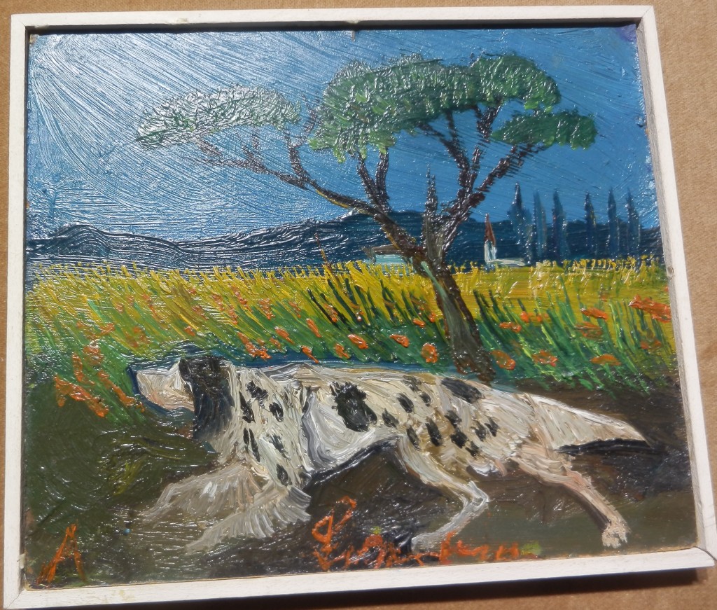 "Cane setter" (1958), olio su faesite. 