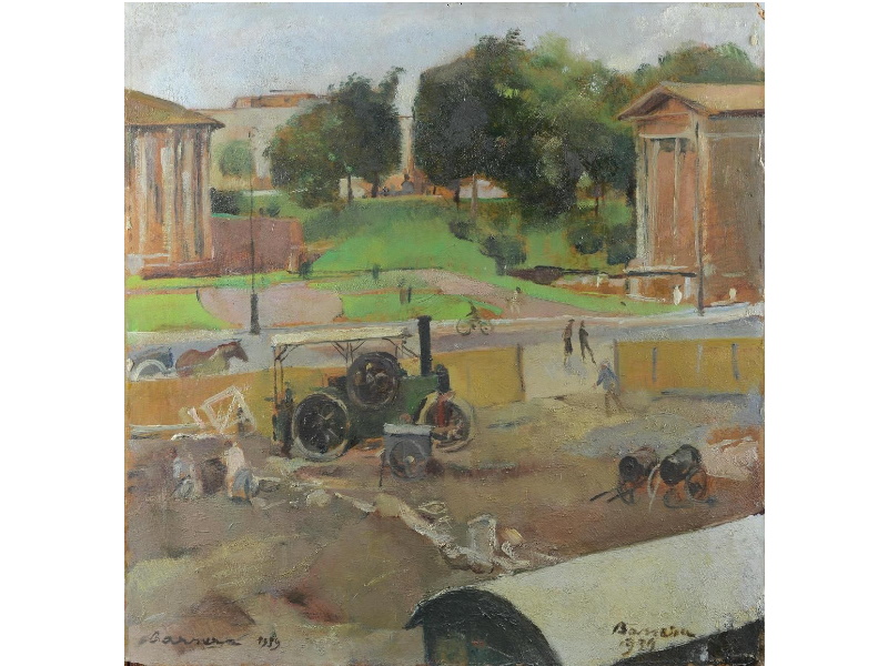 "Piazza Bocca della Verità durante le demolizioni", 1939, di Antonio Barrera.