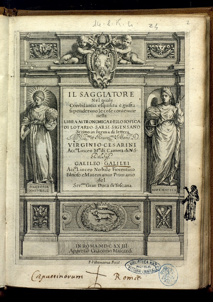 Galileo Galiei, "Il Saggiatore" (1623), Biblioteca Nazionale Centrale, Roma. 