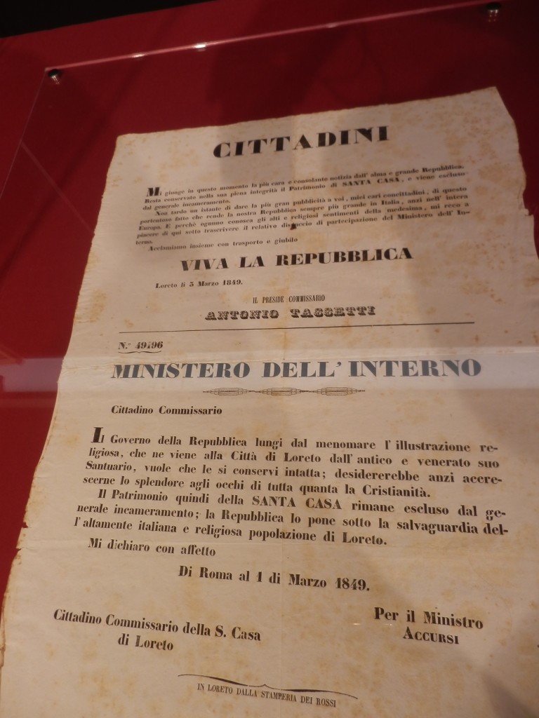 Documento originale della Repubblica Romana, 1849.